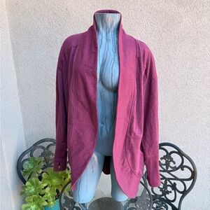 EDDIE BAUER Women's Burgundy Open Front Fleece Jacket